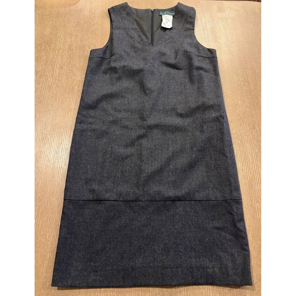Harvé Benard Women's Size 10 Gray 100% Wool Sleeveless Sheath Dress Career Midi